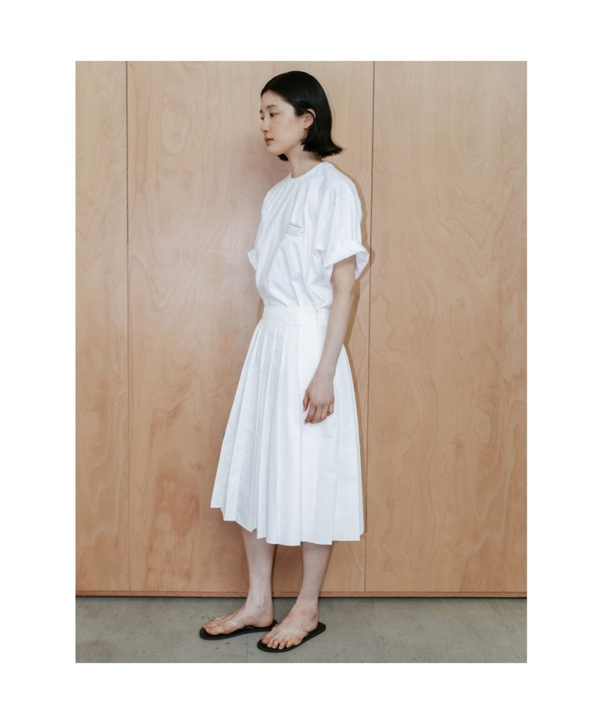 디애퍼처(THE APERTURE) 90S Cotton Pleated Skirt  White (TA6227A051)
