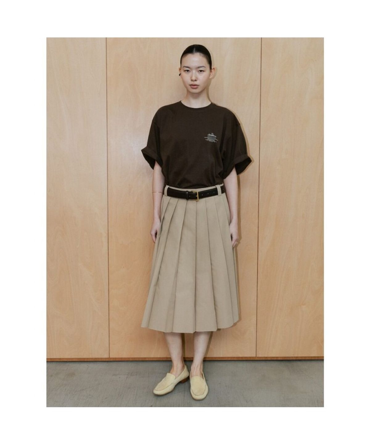 디애퍼처(THE APERTURE) 90S Cotton Pleated Skirt  Beige (TA6227A05A)