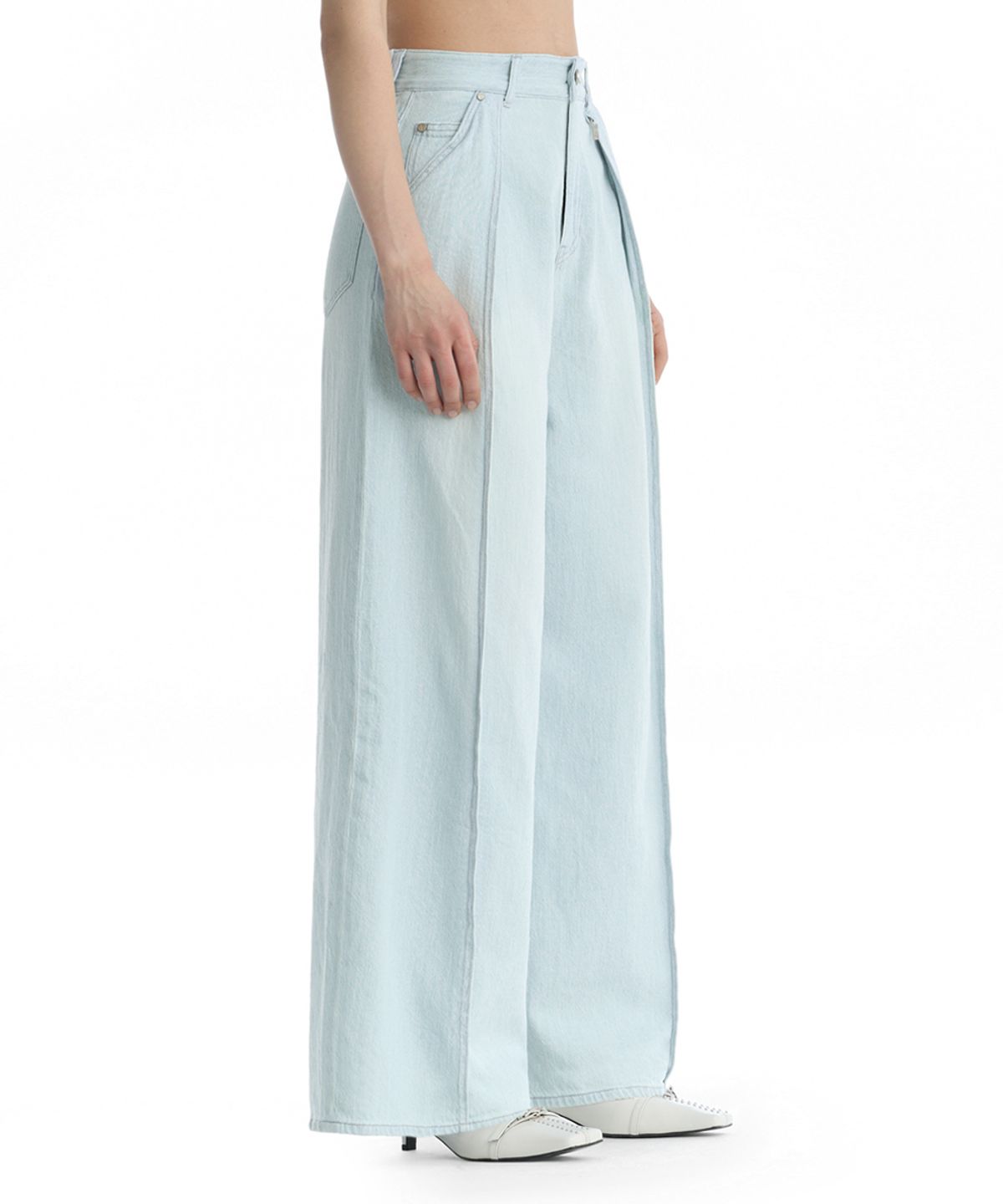 트리밍버드(TREEMINGBIRD) Fluid Wide Denim Pants [ Light Blue ]