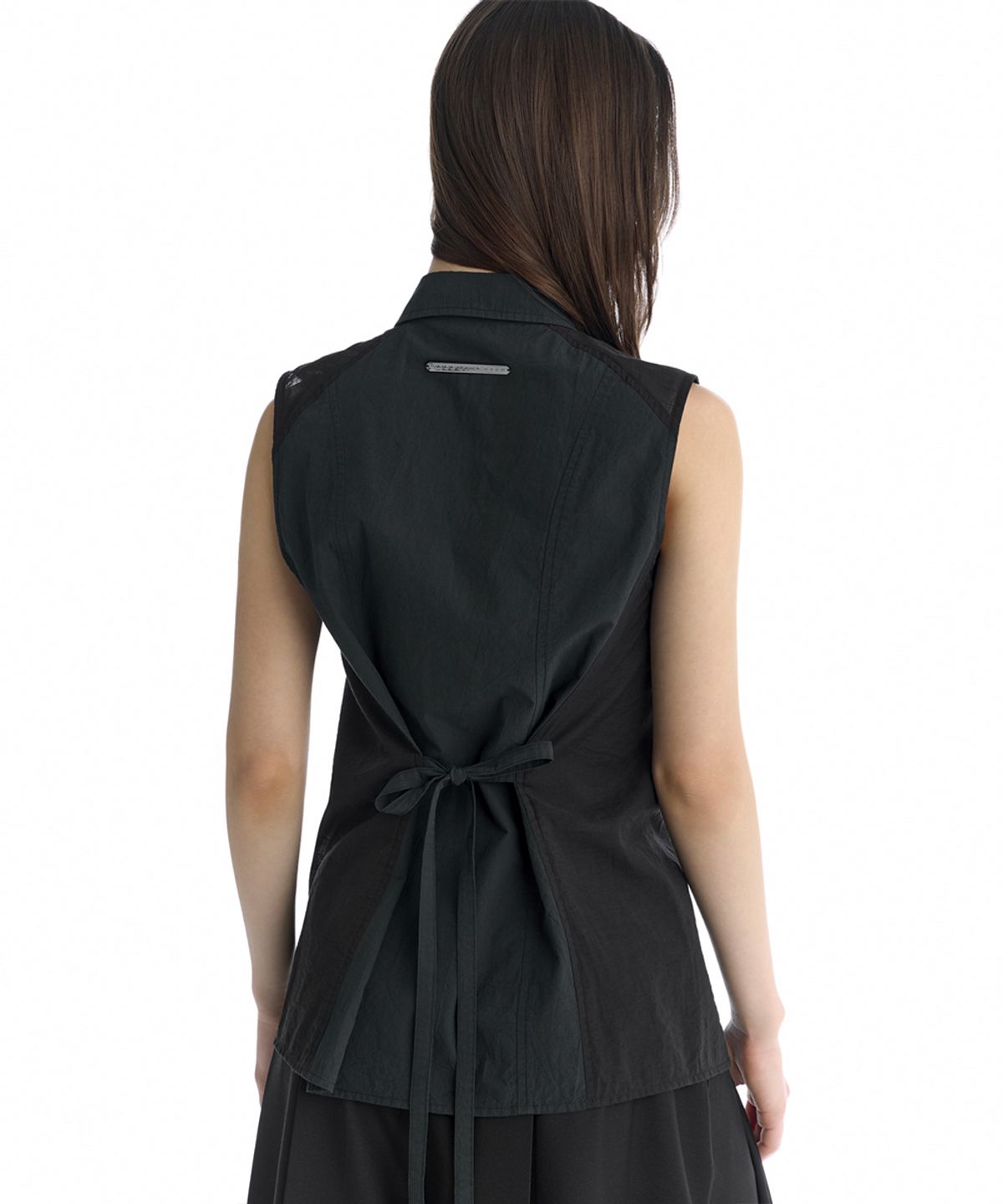 트리밍버드(TREEMINGBIRD) Regular-Fit Side Panel Sleeveless Shirt [ Black ]
