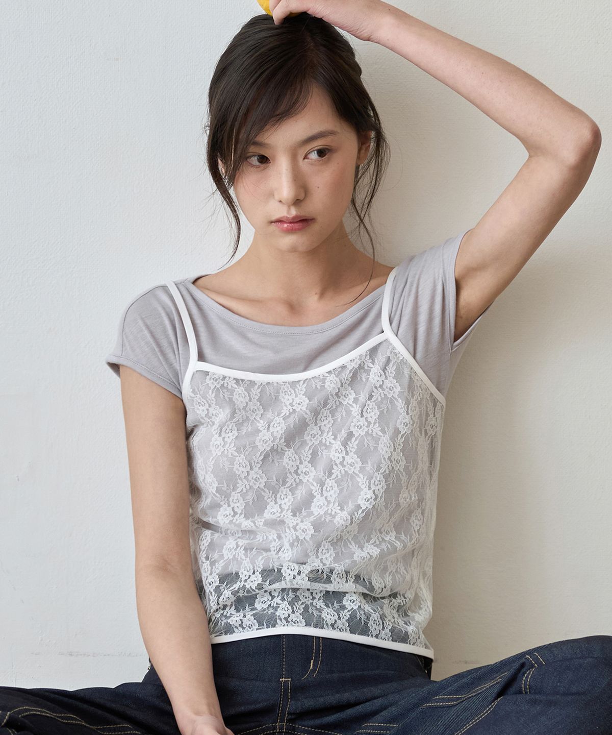 이보크에라(EVOKEERA) Dear Lace Layered Top(Ivory)