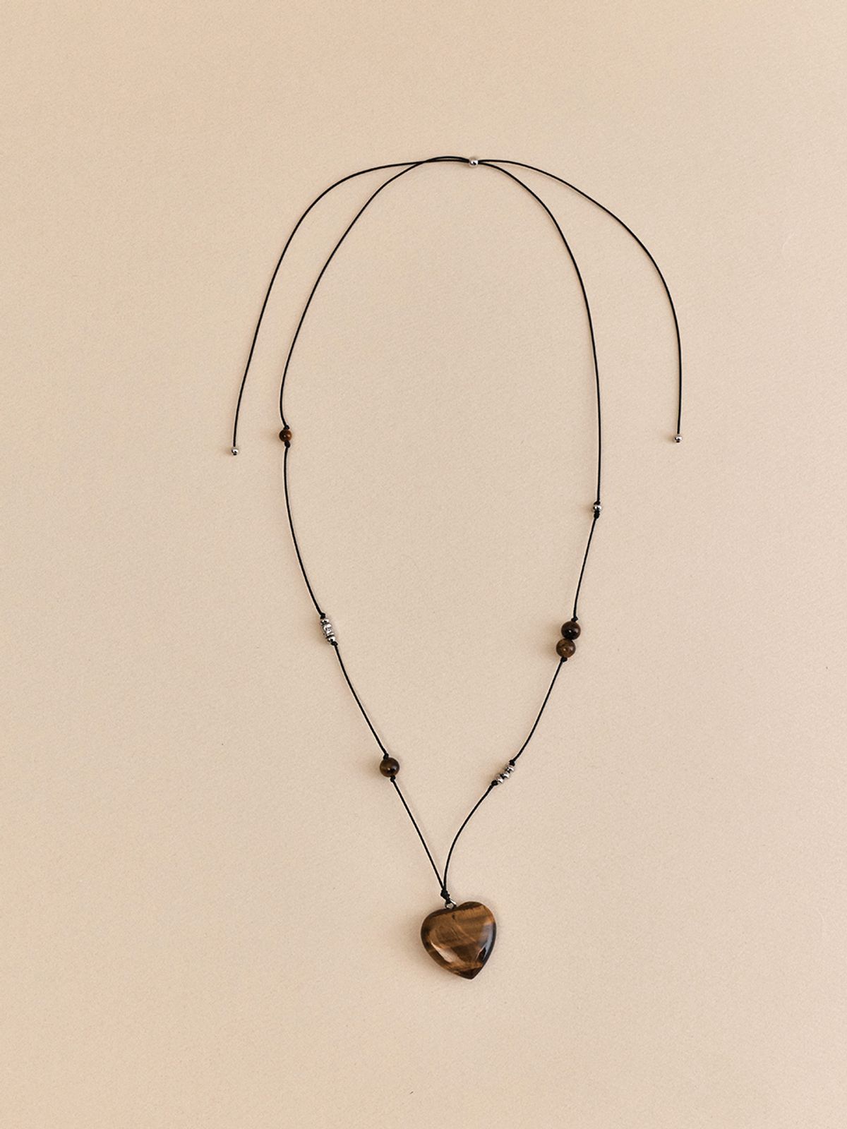 헤이(HEI) tiger eye heart pendant necklace