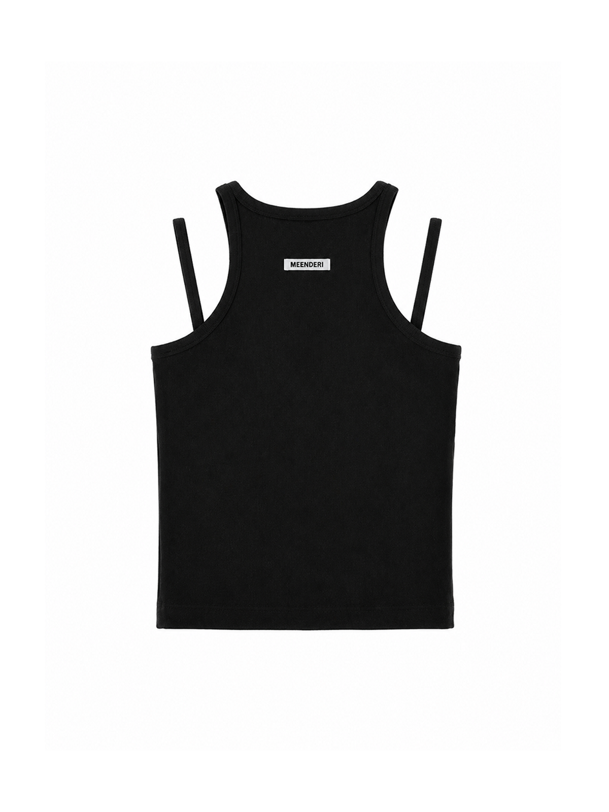 민더리(MEENDERI) CURVE STRAP SLEEVELESS - BLACK