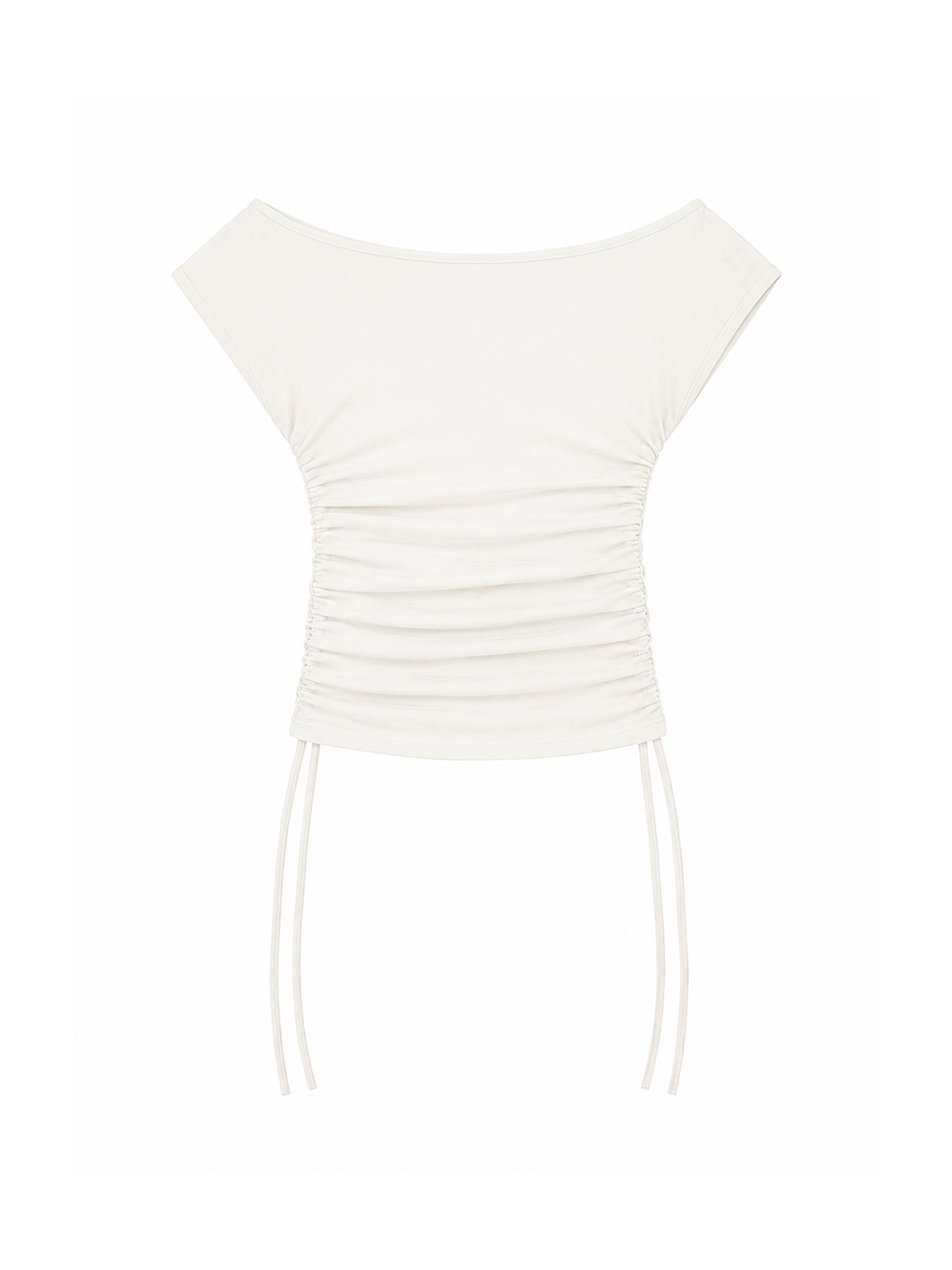 민더리(MEENDERI) SHEER SHIRRING OFF-SHOULDER TOP - IVORY