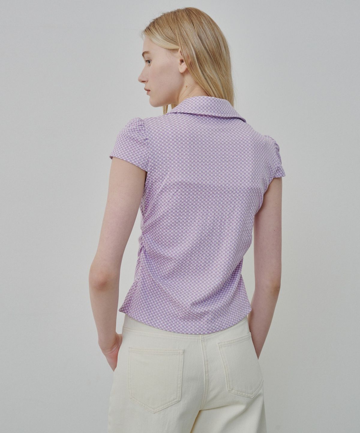 올리브 데 올리브(OLIVE DES OLIVE) 깅엄 체크 블라우스 져지탑 OE6ME5690
