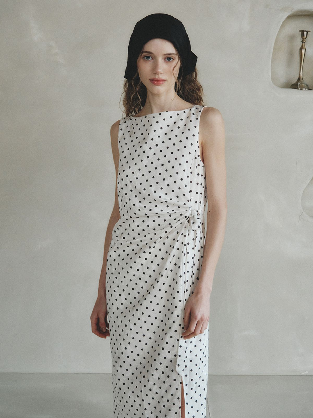 르니나(LENINA) BONITA dot long sleeveless dress_IVORY