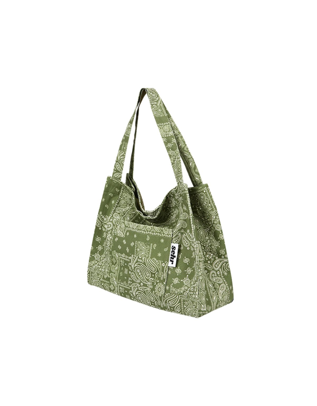 세르(SEHR) Light Paisley Twill Cotton Middle Bag (Green)