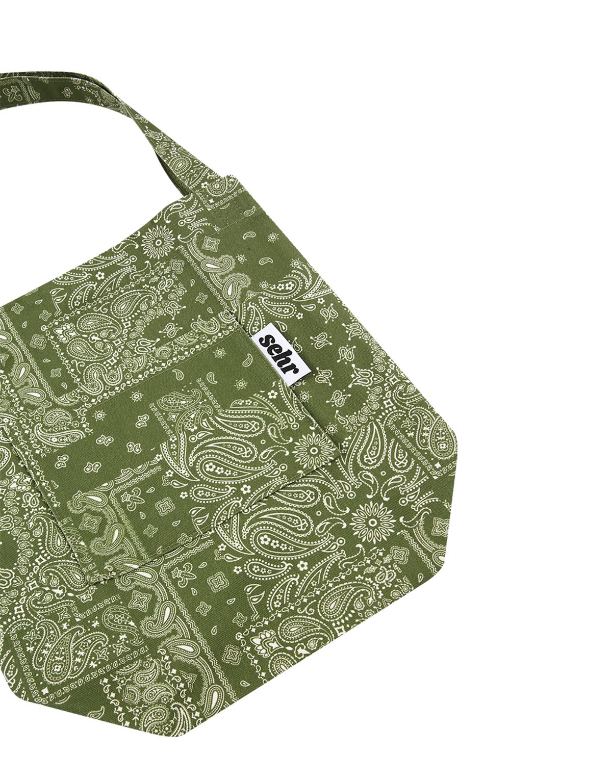 세르(SEHR) Light Paisley Twill Cotton Middle Bag (Green)