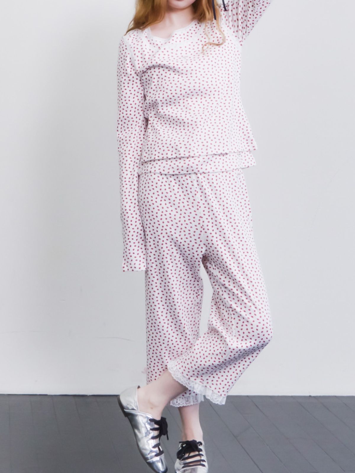구름킴(GULEMKIM) Sweet layer barfee bow lace three-piece pants