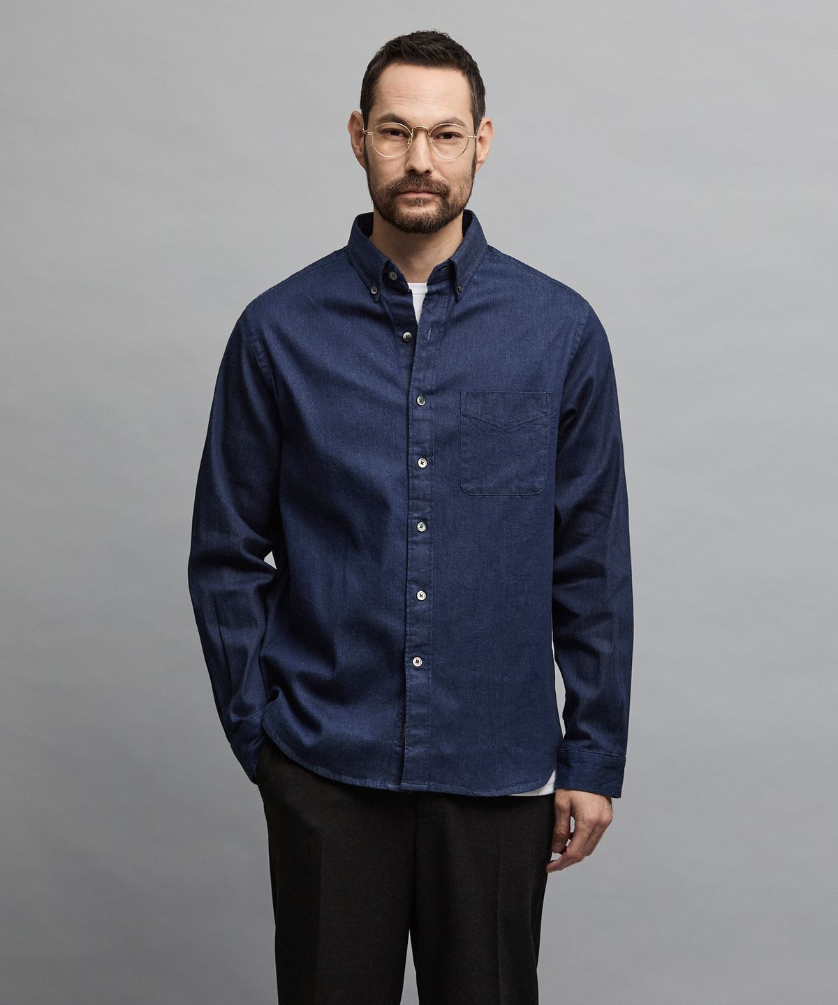 에스티코(STCO) Gentlemens Philosophy 6.5oz 소프트 데님 셔츠_생지 (레귤러핏)_JDSXZ38CSL