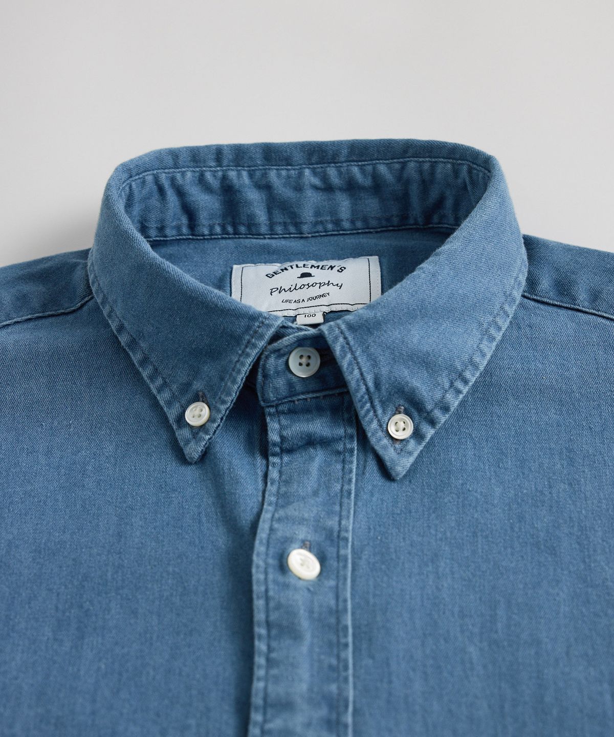 에스티코(STCO) Gentlemens Philosophy 6.5oz 소프트 데님 셔츠_중청 (레귤러핏)_JDSXZ36CSL