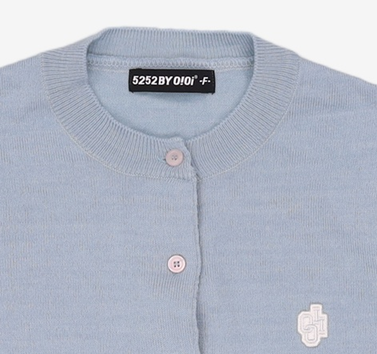 오아이오아이 컬렉션(OIOI COLLECTION) BASIC PATCH KNIT CARDIGAN (WOMEN) [SKY BLUE] FREE