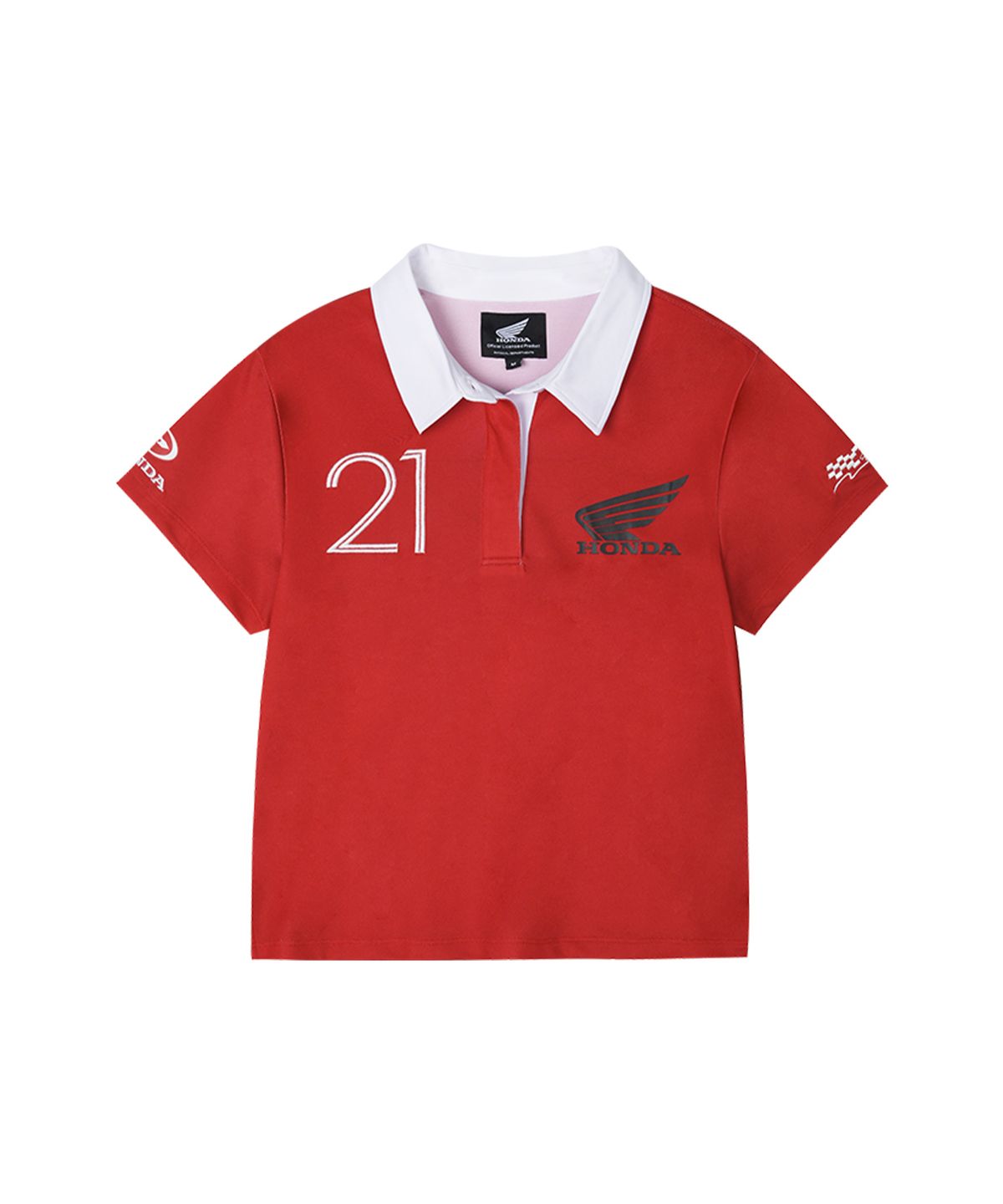 핍스 모터사이클(PHYPS MOTORCYCLE) Womens Moto Patch Polo Shirt Red