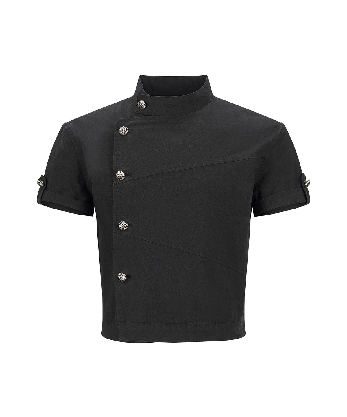레씨토(LECYTO) Slant Crop Shirt_[Black]