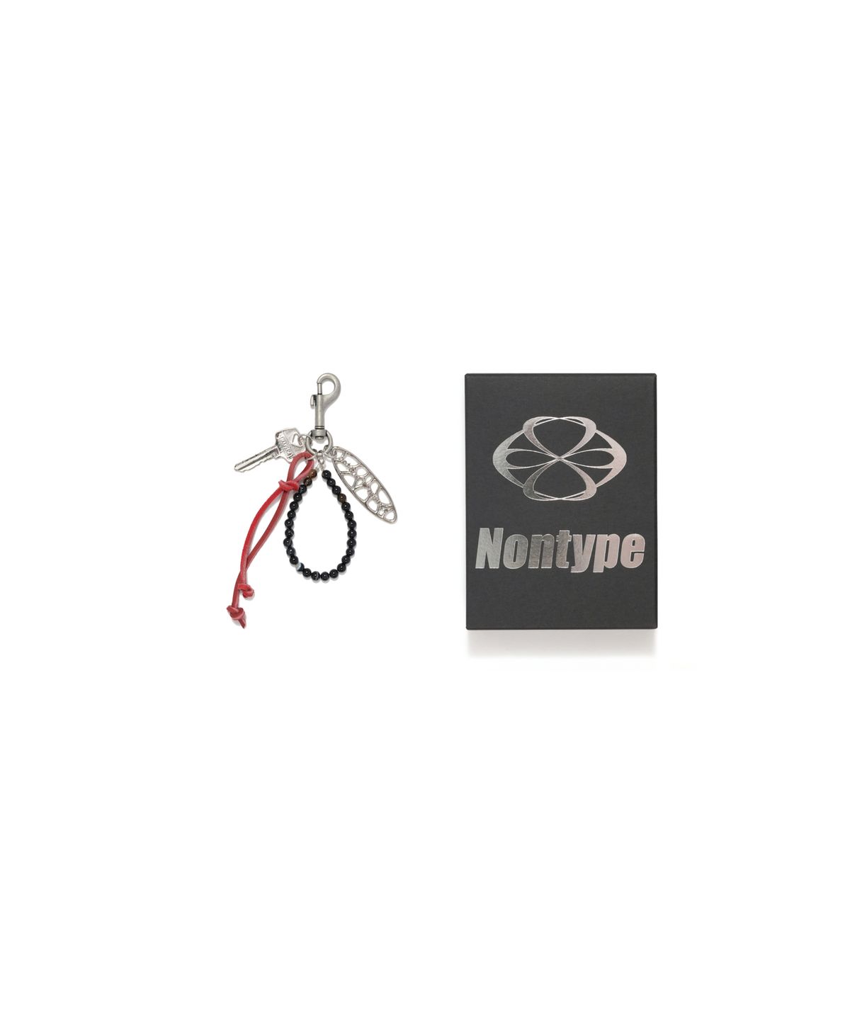 논타입(NONTYPE) LEAF SYMBOL LEATHER KEYRING (SILVER)
