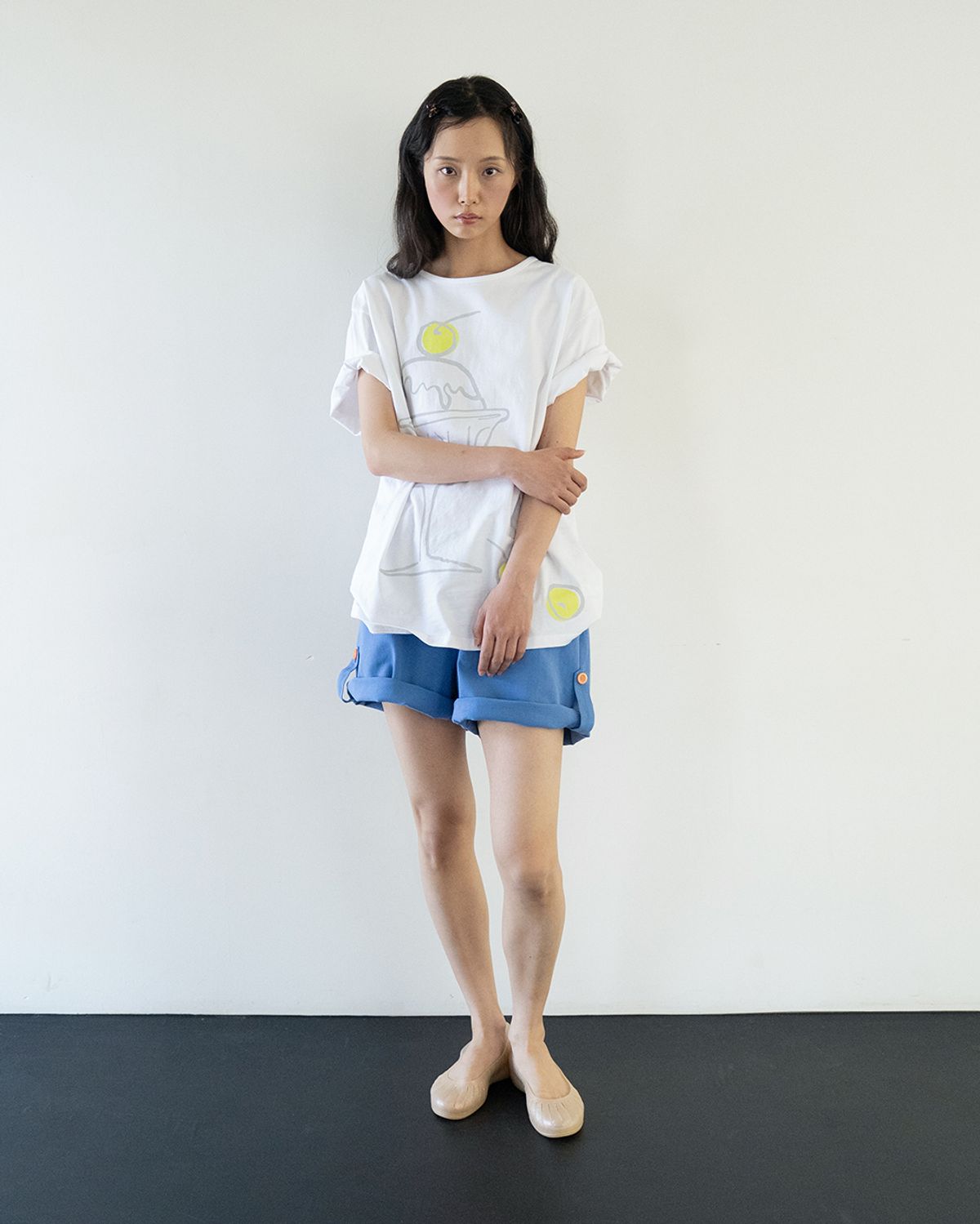 온스카(ONSKA) ROLL UP COMFY SHORTS (BLUE)
