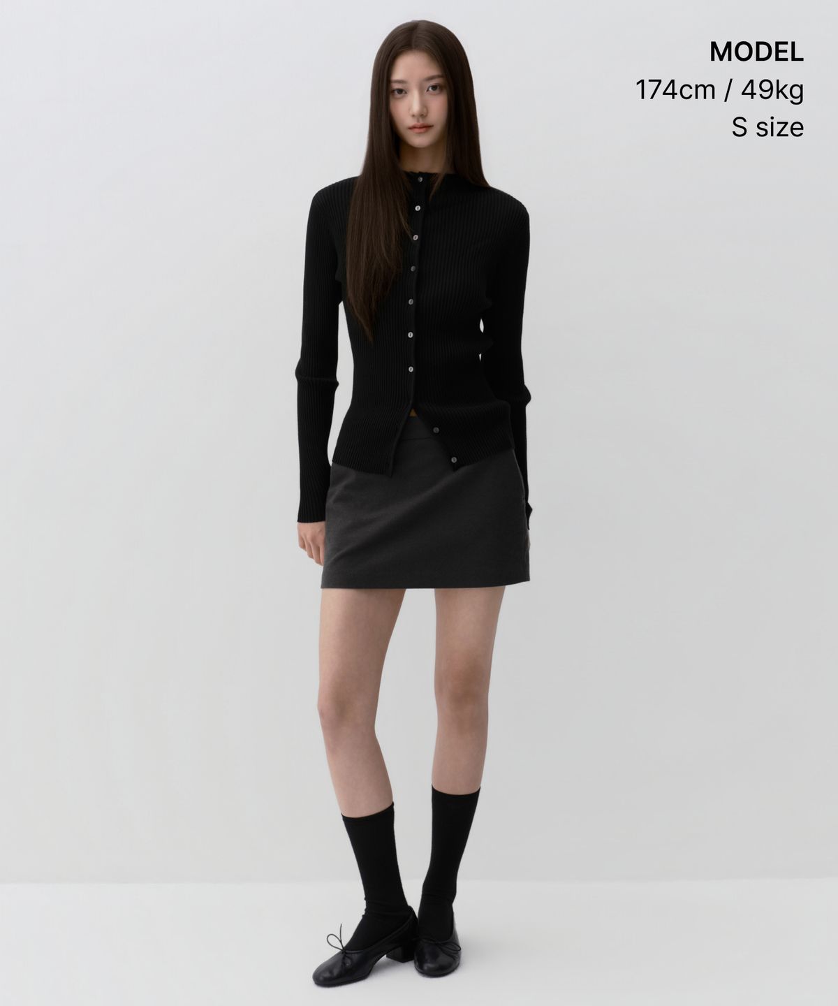 무신사 스탠다드 우먼(MUSINSA STANDARD WOMAN) 우먼즈 리브드 슬림 모크 넥 가디건 [블랙]