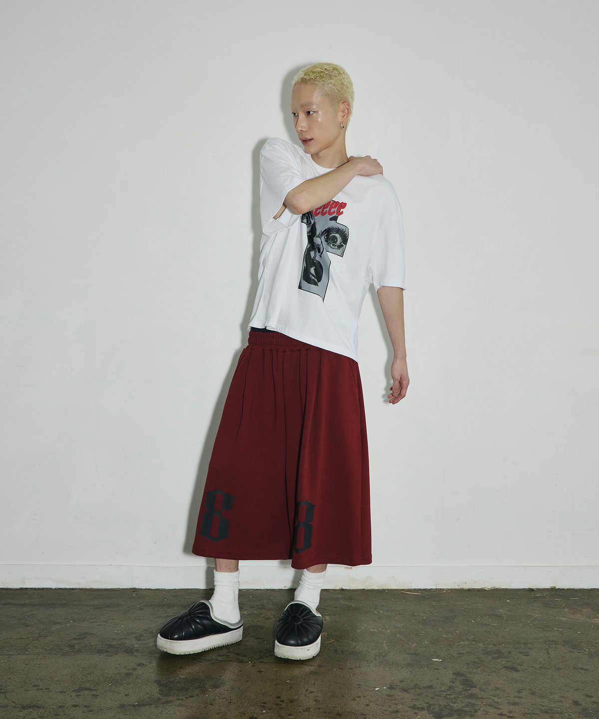스켈리웩(SCALLYWAG) 더블 에잇 버뮤다 스웨트 쇼츠[버건디]