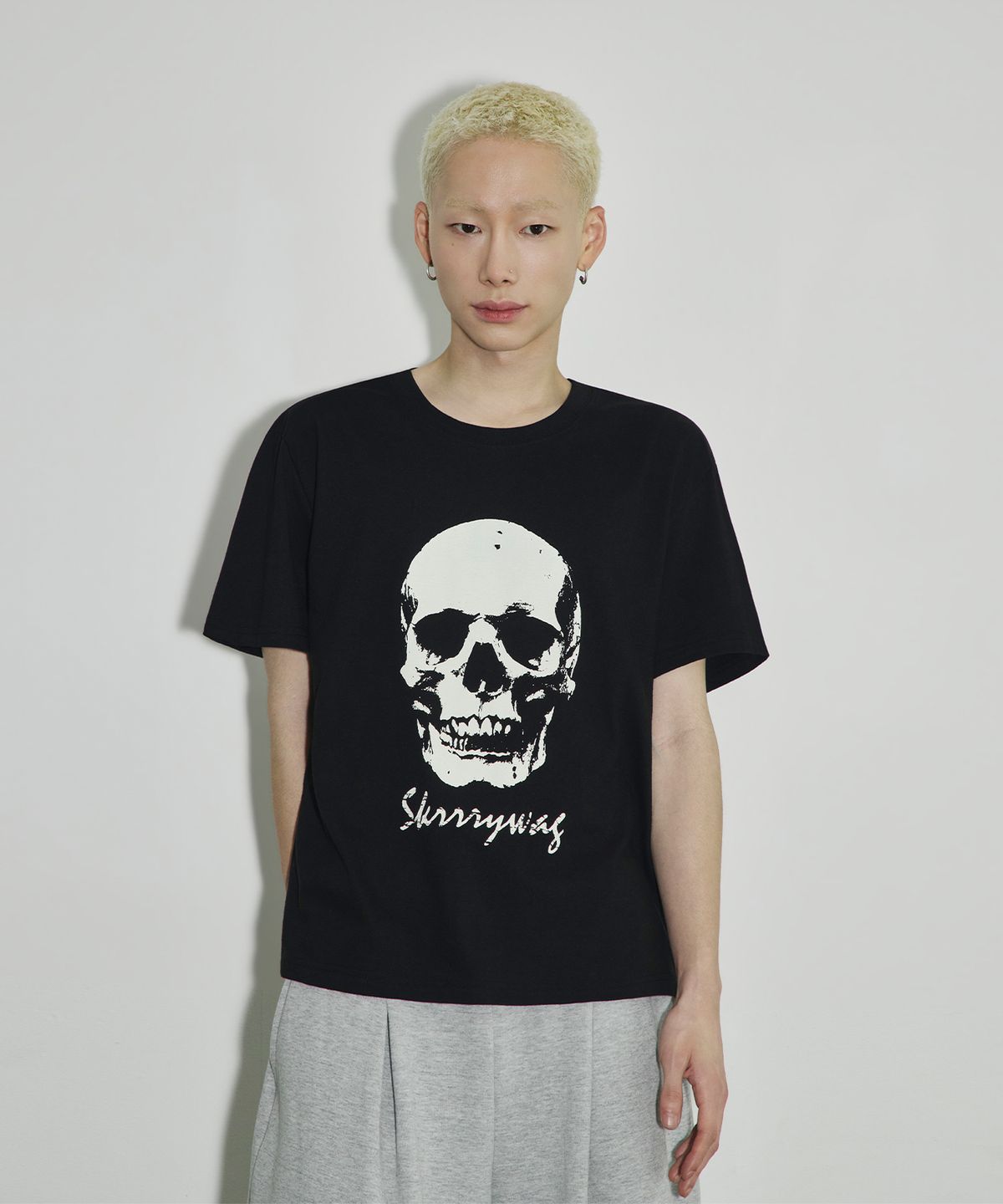 스켈리웩(SCALLYWAG) VTG 스컬 크롭 티셔츠[블랙]