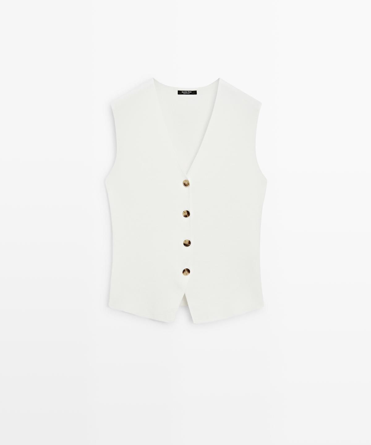 마시모두띠(MASSIMO DUTTI) 버튼 디테일 니트 베스트
