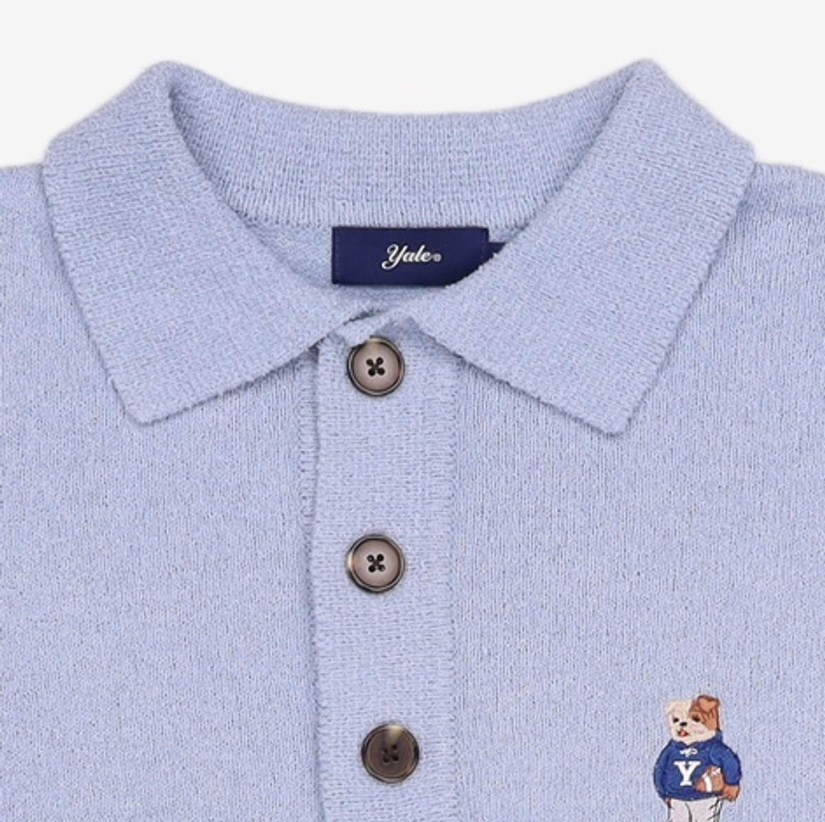 예일(YALE) [COOL] EMBROIDERY DAN BOUCLE PK KNIT SKY BLUE L