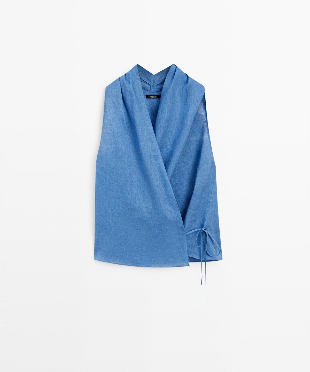 마시모두띠(MASSIMO DUTTI) 100% 린넨 크로스 홀터넥 탑