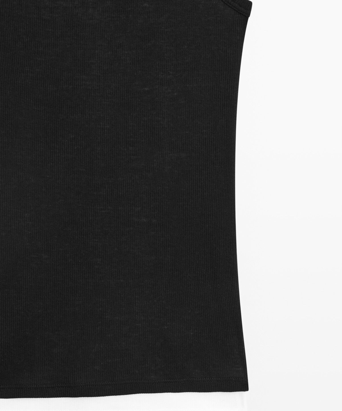 마시모두띠(MASSIMO DUTTI) 코튼 블렌드 더블 레이어 리브드 톱