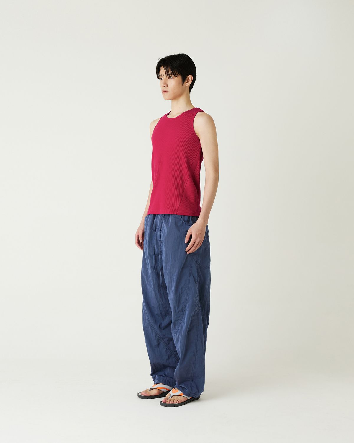 디앤드퀘스천(THEENDQUESTION) Puckering nylon pants / BLUE
