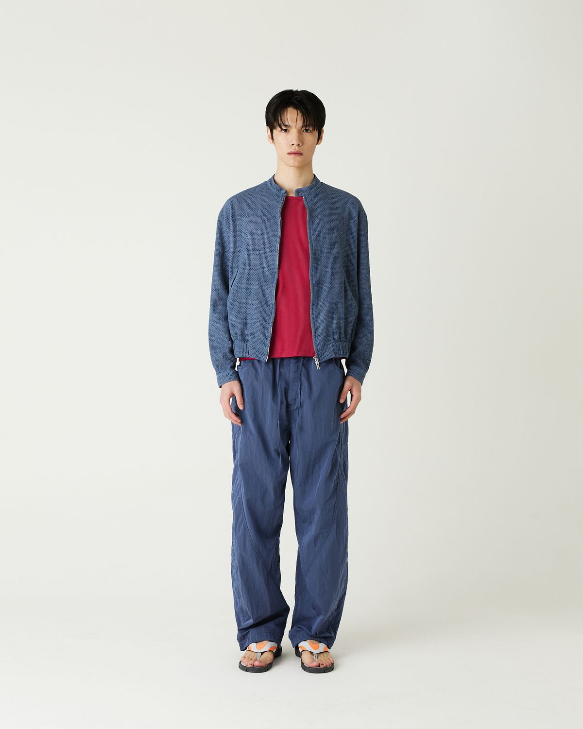 디앤드퀘스천(THEENDQUESTION) Puckering nylon pants / BLUE