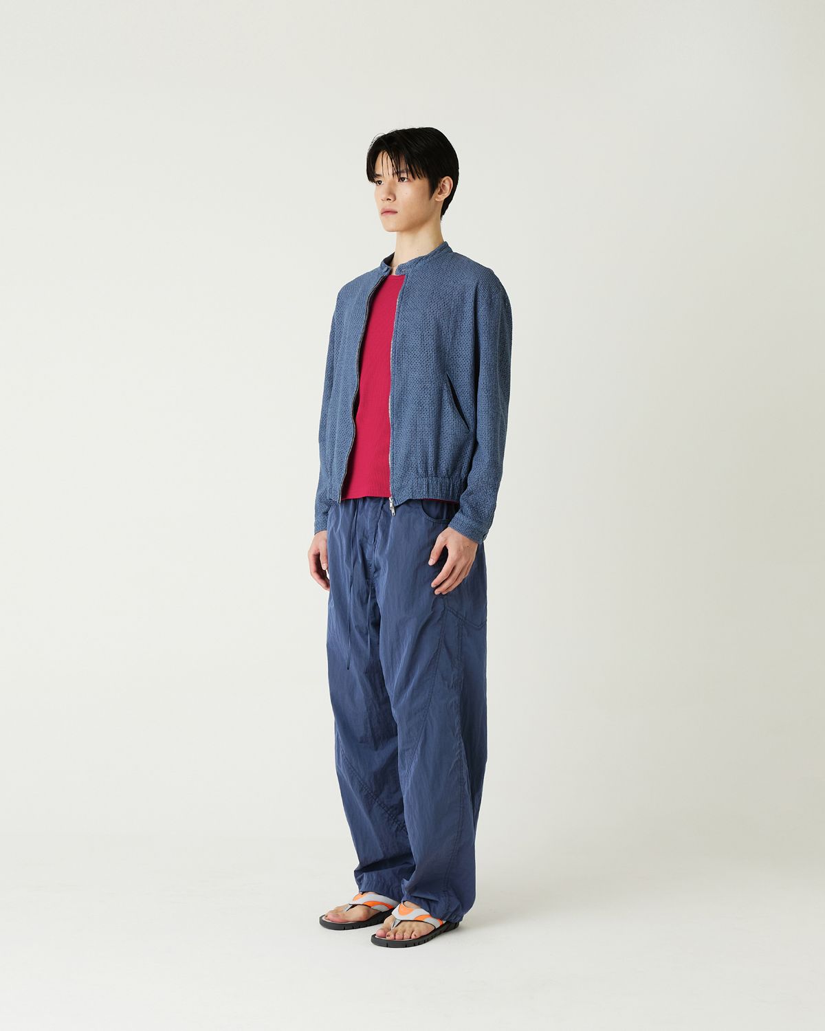 디앤드퀘스천(THEENDQUESTION) Puckering nylon pants / BLUE
