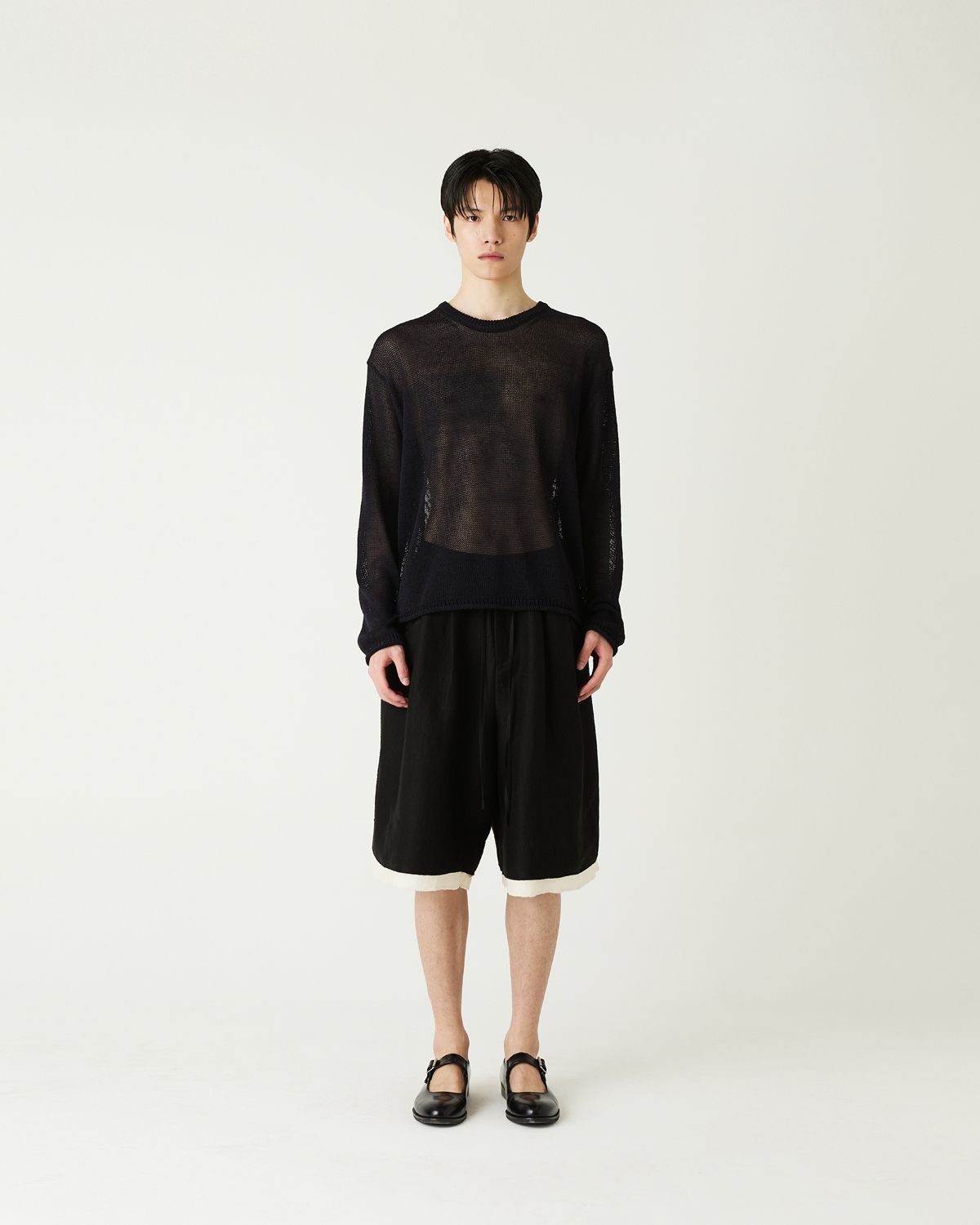 디앤드퀘스천(THEENDQUESTION) Linen blend half pants / BLACK