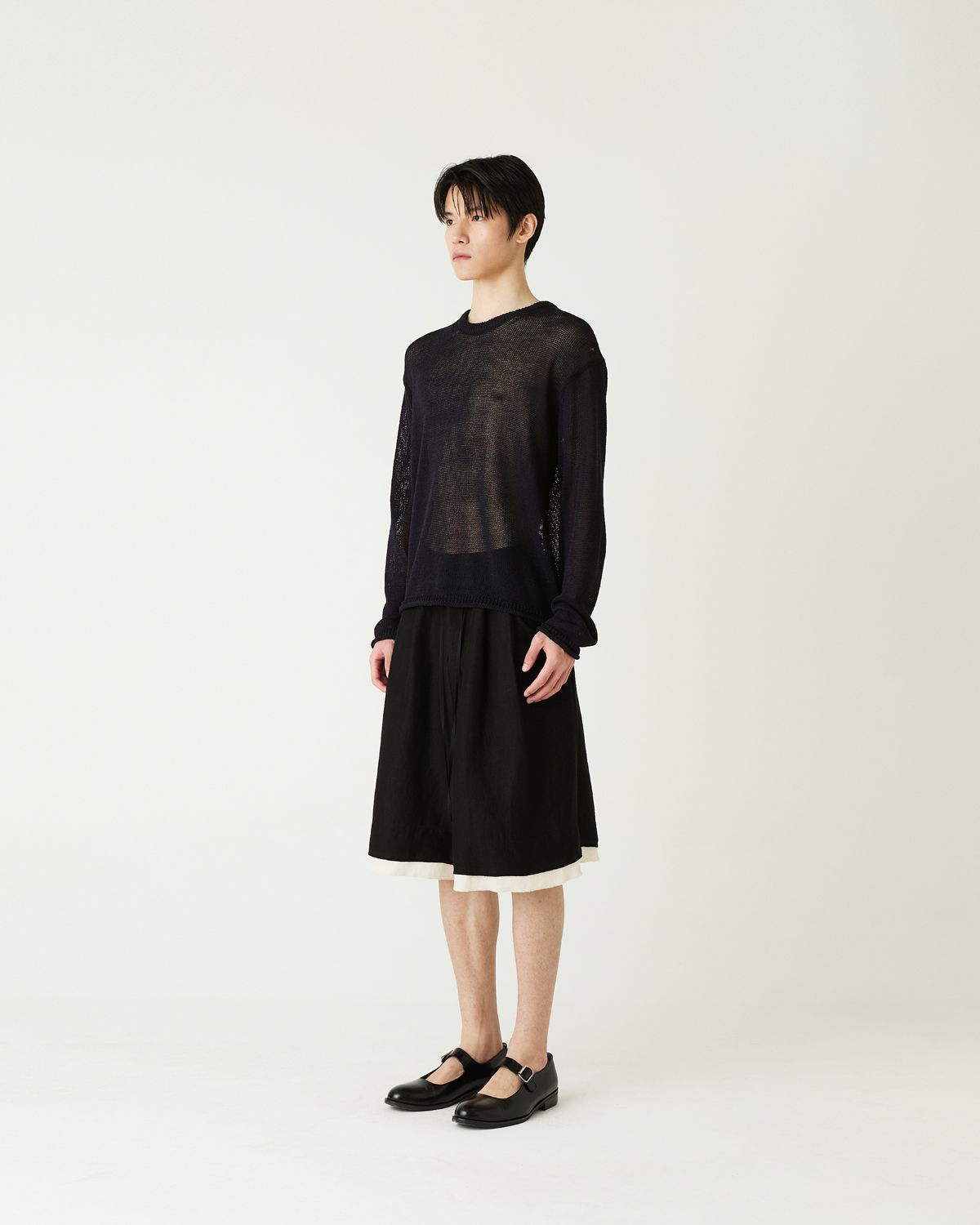 디앤드퀘스천(THEENDQUESTION) Linen blend half pants / BLACK