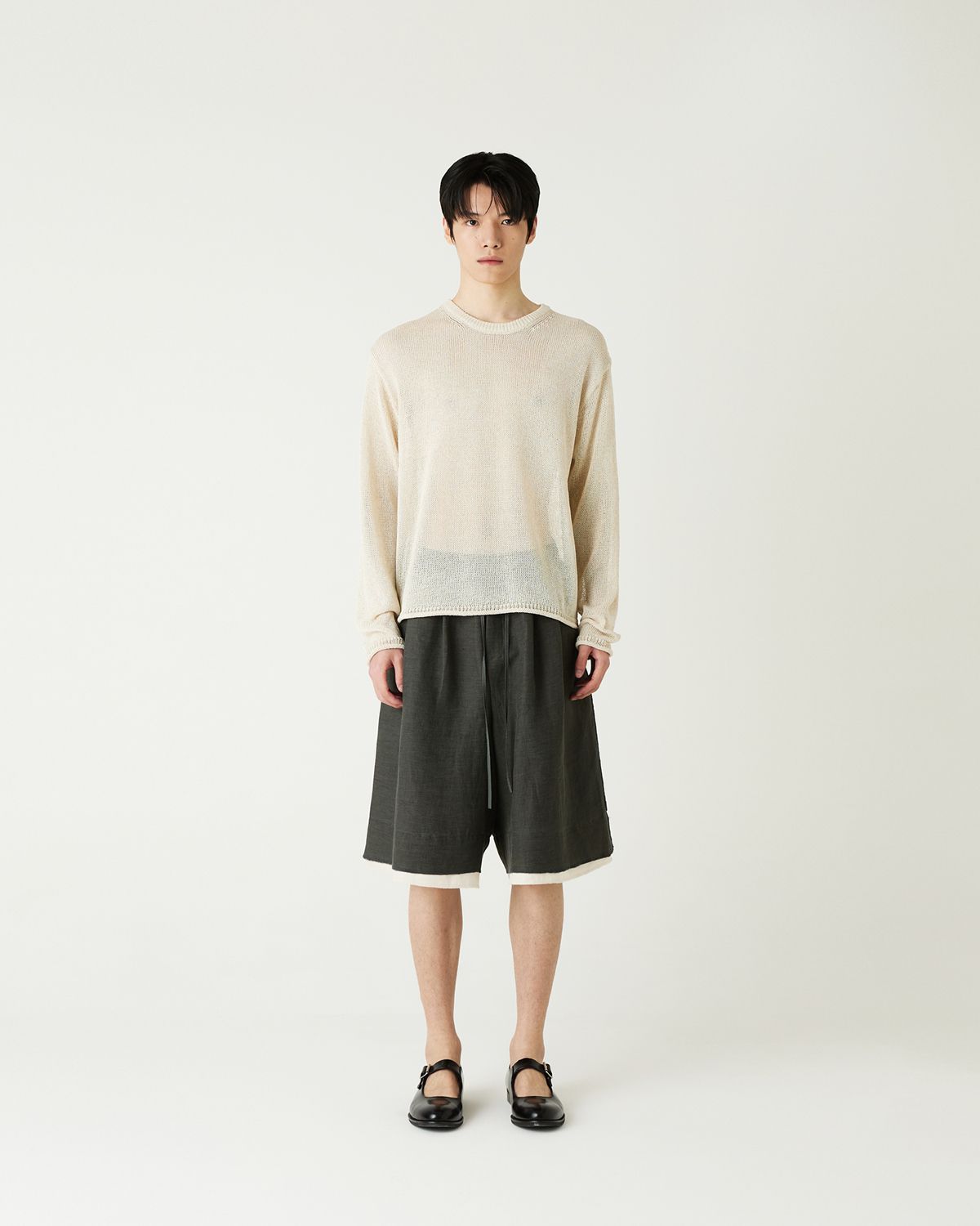 디앤드퀘스천(THEENDQUESTION) Linen blend half pants / KHAKI