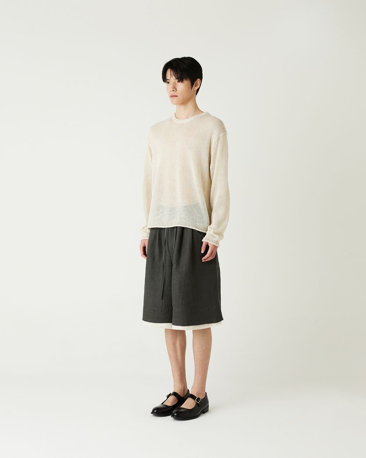 디앤드퀘스천(THEENDQUESTION) Linen blend half pants / KHAKI