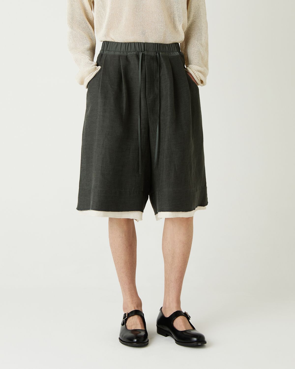 디앤드퀘스천(THEENDQUESTION) Linen blend half pants / KHAKI