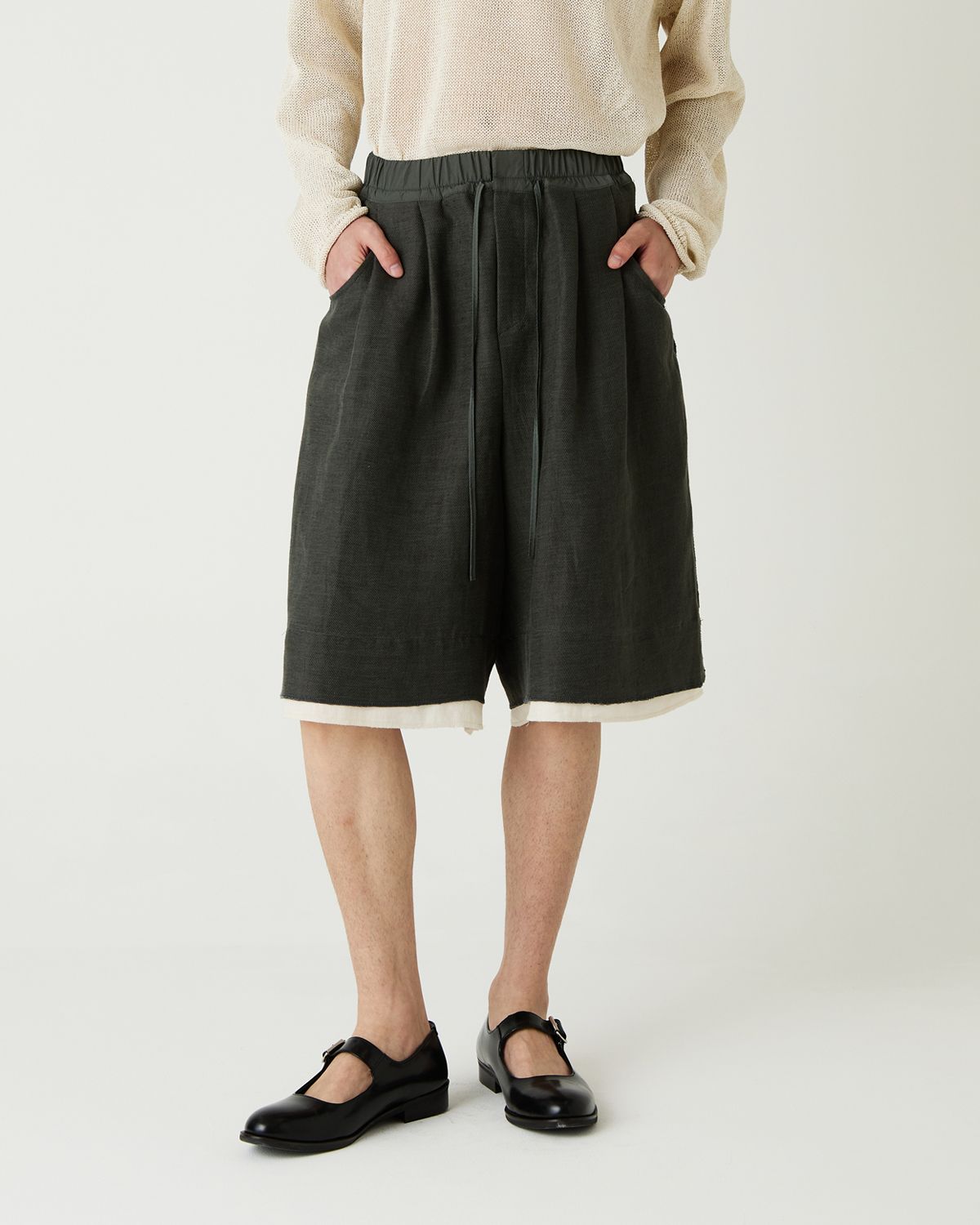 디앤드퀘스천(THEENDQUESTION) Linen blend half pants / KHAKI