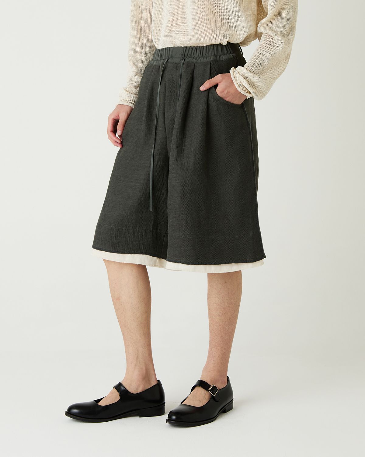 디앤드퀘스천(THEENDQUESTION) Linen blend half pants / KHAKI