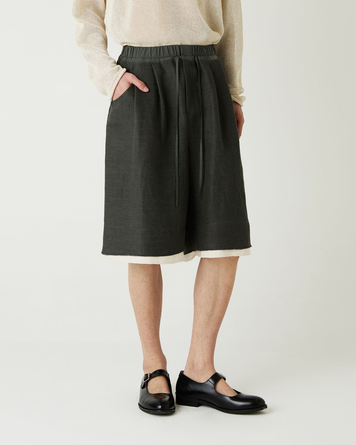 디앤드퀘스천(THEENDQUESTION) Linen blend half pants / KHAKI