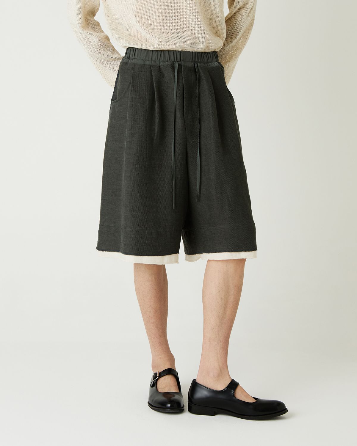 디앤드퀘스천(THEENDQUESTION) Linen blend half pants / KHAKI