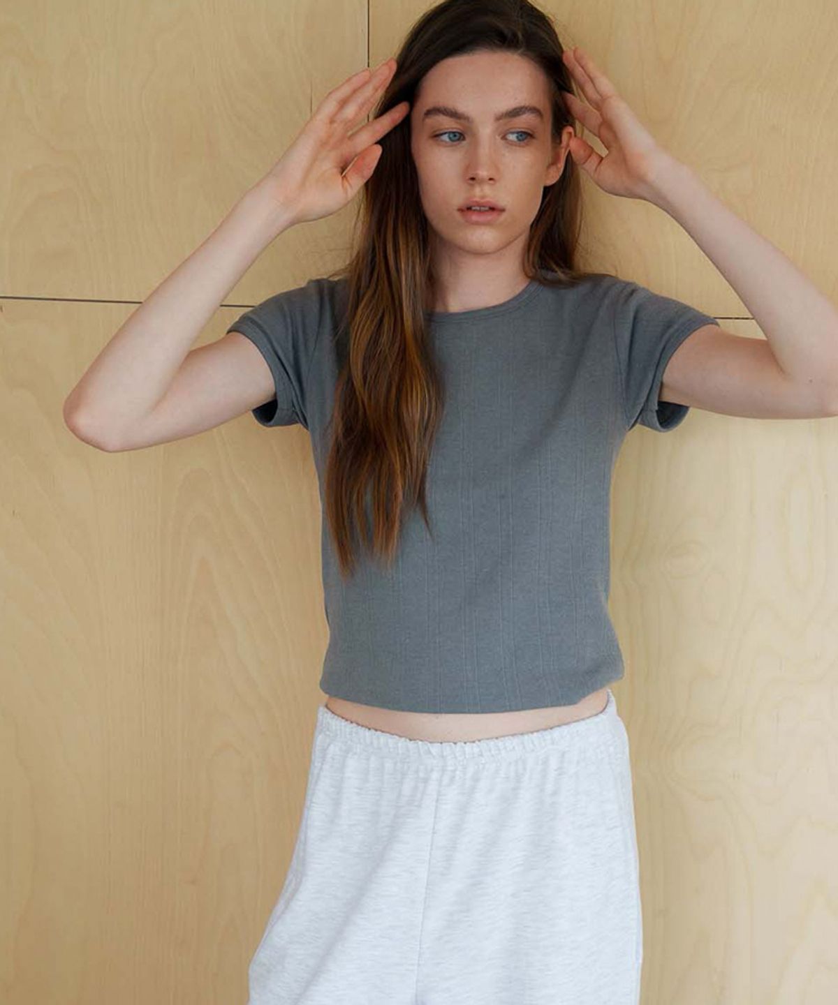 스러움(SEUREOUM) Soft Pointelle Top_Cool Grey