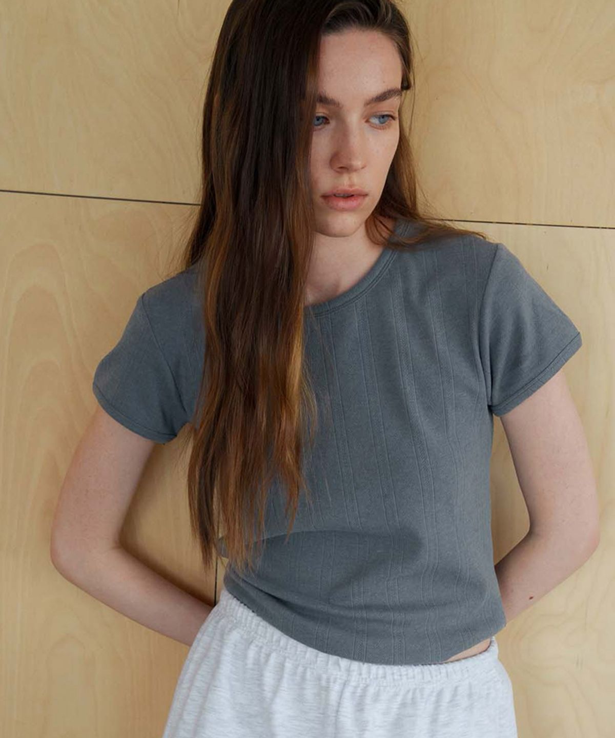 스러움(SEUREOUM) Soft Pointelle Top_Cool Grey