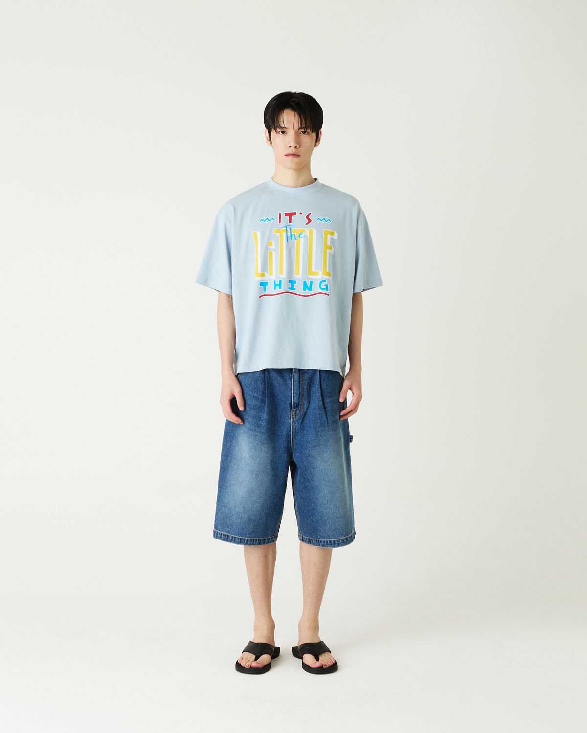 디앤드퀘스천(THEENDQUESTION) Little thing print t-shirt / LIGHT BLUE