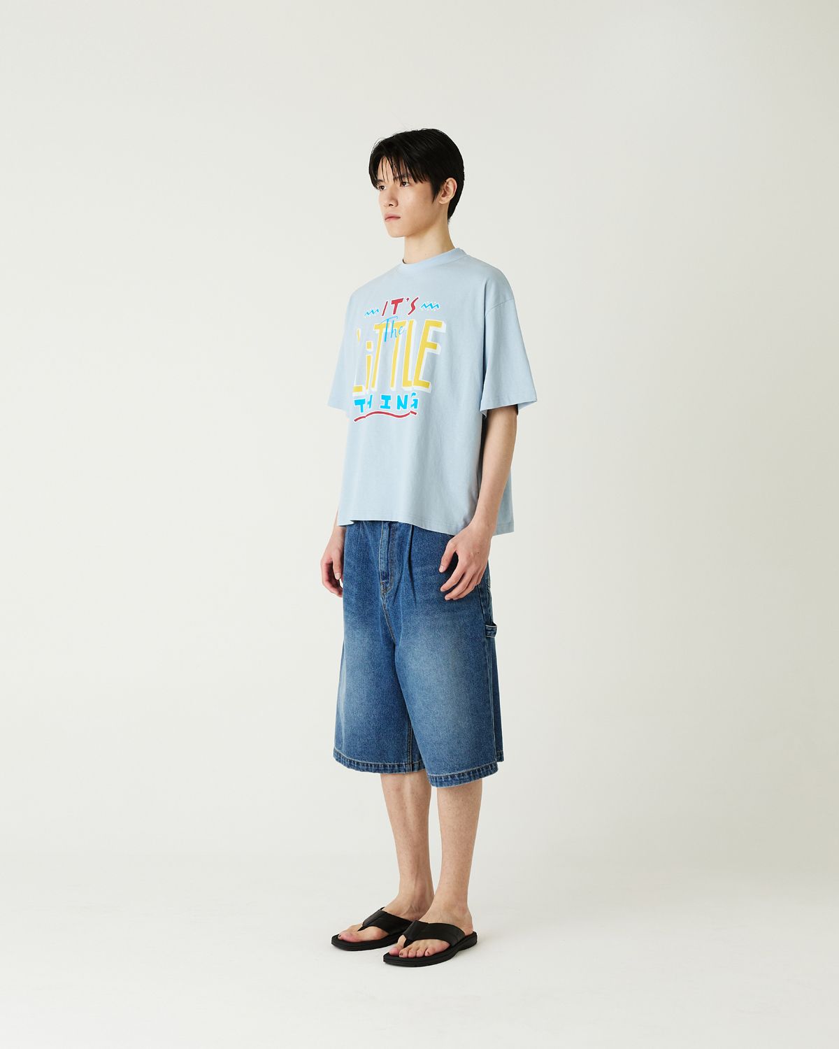 디앤드퀘스천(THEENDQUESTION) Little thing print t-shirt / LIGHT BLUE