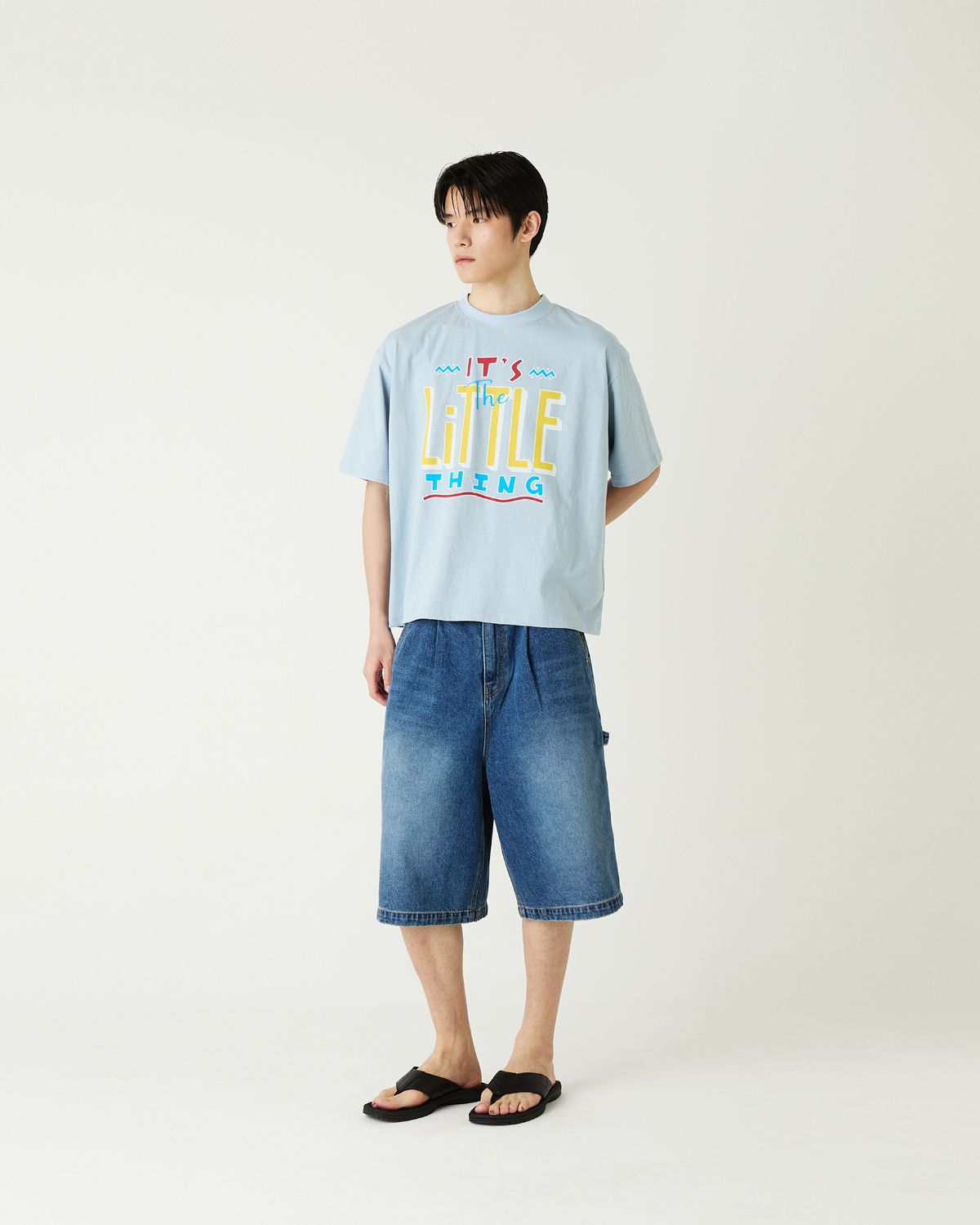 디앤드퀘스천(THEENDQUESTION) Little thing print t-shirt / LIGHT BLUE