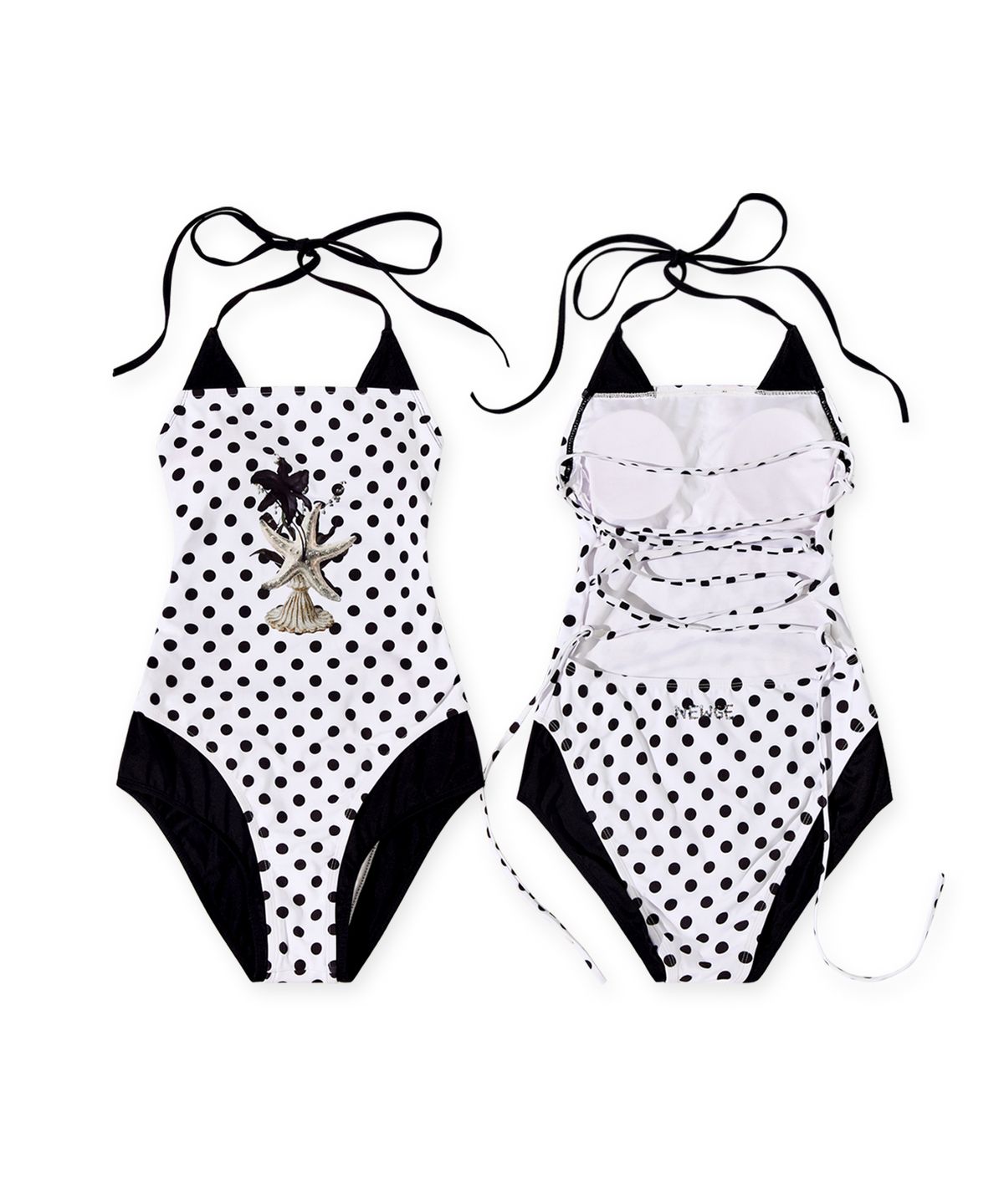 뉴제(NEWGE) Dot Swimsuit (White Starfish)