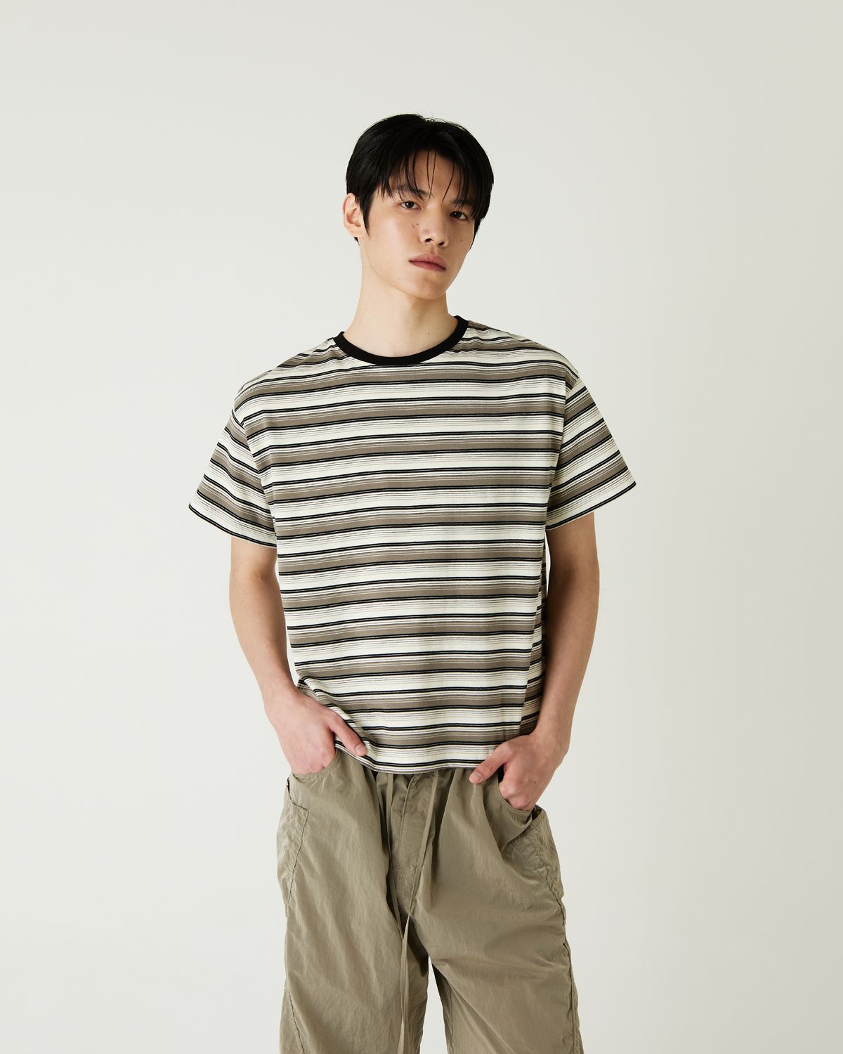 디앤드퀘스천(THEENDQUESTION) Multi stripe t-shirt / GRAY