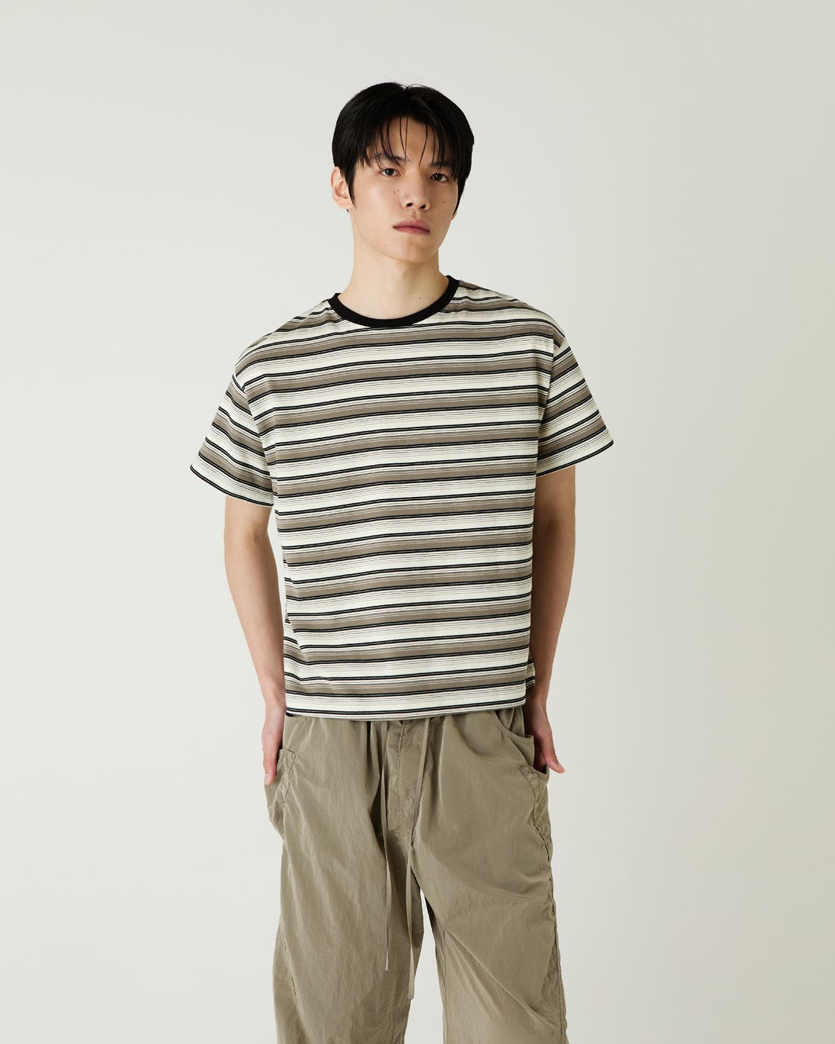디앤드퀘스천(THEENDQUESTION) Multi stripe t-shirt / GRAY