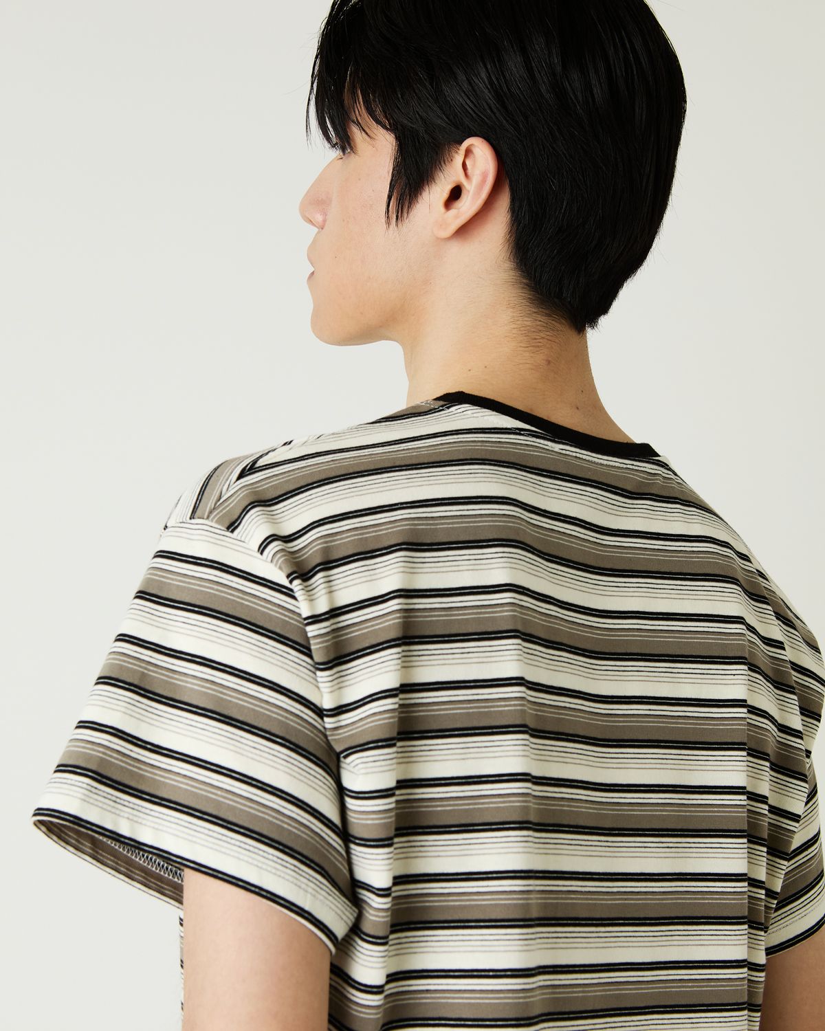 디앤드퀘스천(THEENDQUESTION) Multi stripe t-shirt / GRAY