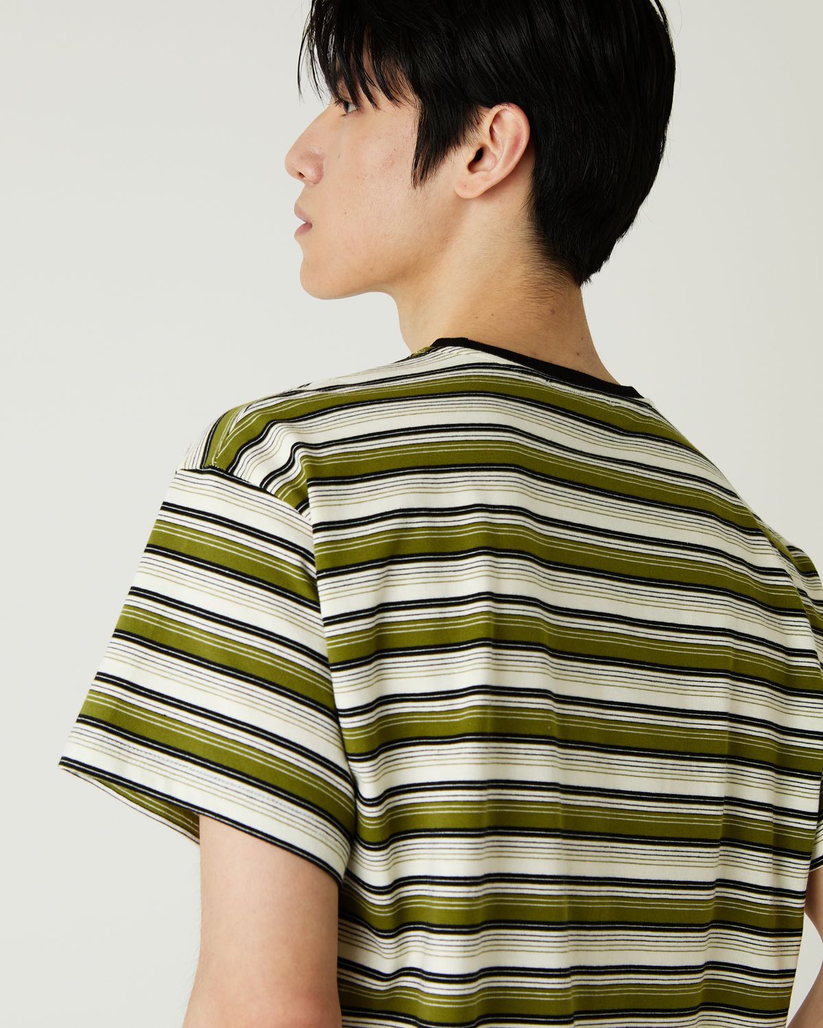 디앤드퀘스천(THEENDQUESTION) Multi stripe t-shirt / KHAKI