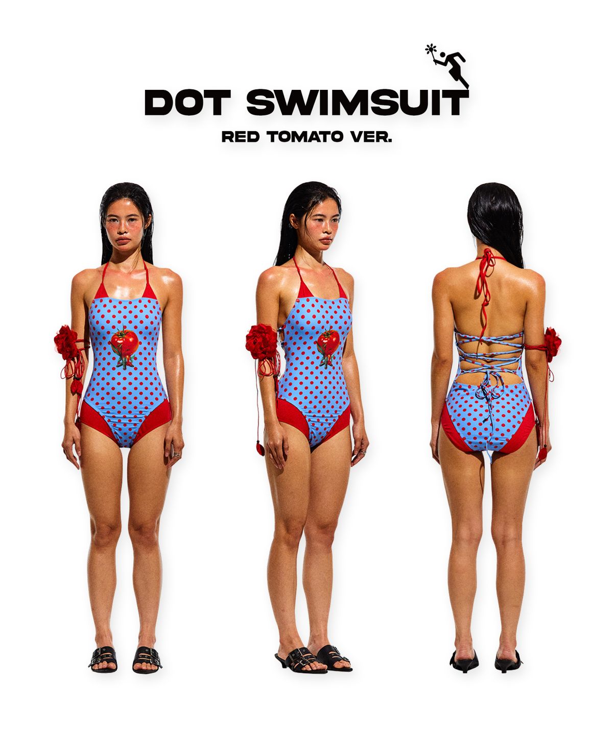 뉴제(NEWGE) Dot Swimsuit (Red Tomato)